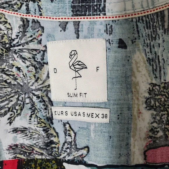 Denim & Flower Button Down Shirt  Sz S - Picture 4 of 5